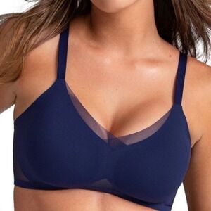 Honeylove Crossover Bra Navy Womens‎ 1X Wireless Mesh Seamless